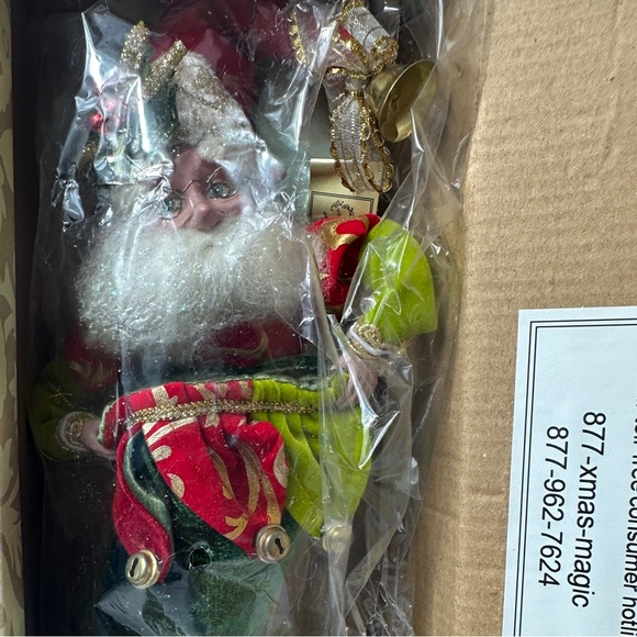 Mark Roberts Christmas Fairy Elf Jester Boxed Red Green Velvet Gold #56463